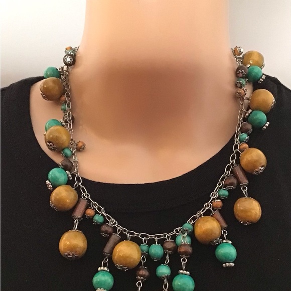 Women’s Necklace Yellow & Turquoise - Picture 2 of 5